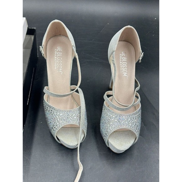de blossom collection heels silver miya-280 sz 8 - Picture 2 of 9